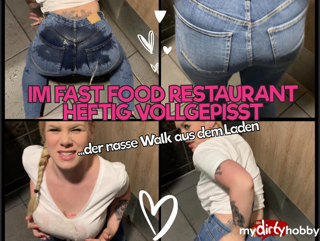 Im Fast Food Restaurant heftig vollgepisst - der nasse Walk aus dem Laden