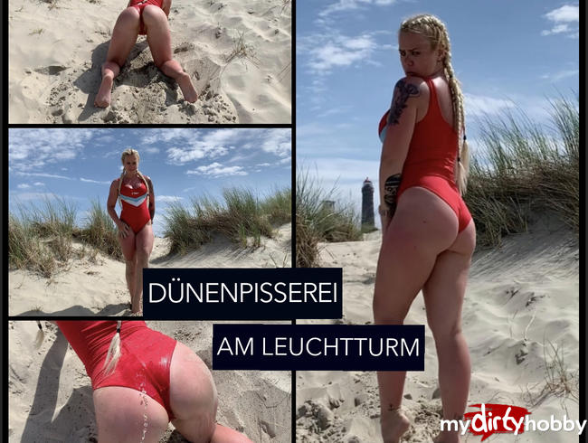 Dünenpisserei am Leuchtturm von Borkum - erst piss ich und dann du auf meinen geilen Knackarsch